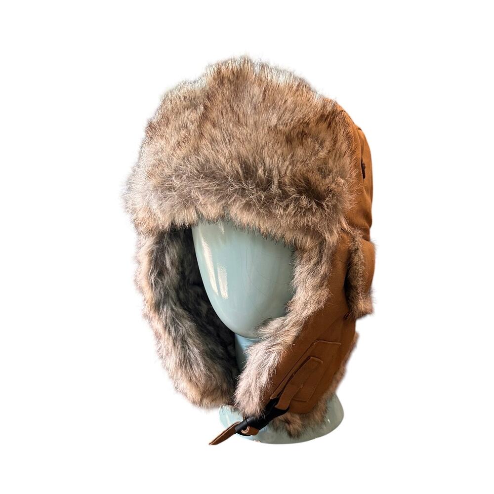 Dorfman Pacific Brown 100% Cotton Faux Fur Trapper Hat Ear Flap Winter Womens L